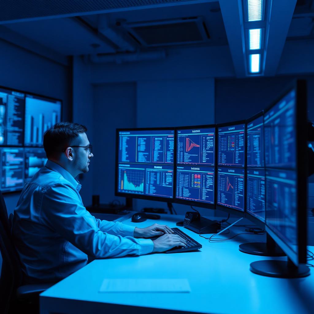 Veltrex operations coordinator reviewing shipments at a control desk